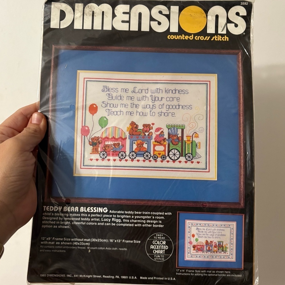 Dimensions 3592 Teddy Bear Blessing Train Kit by Lucy Rigg Counted Cross Stitch